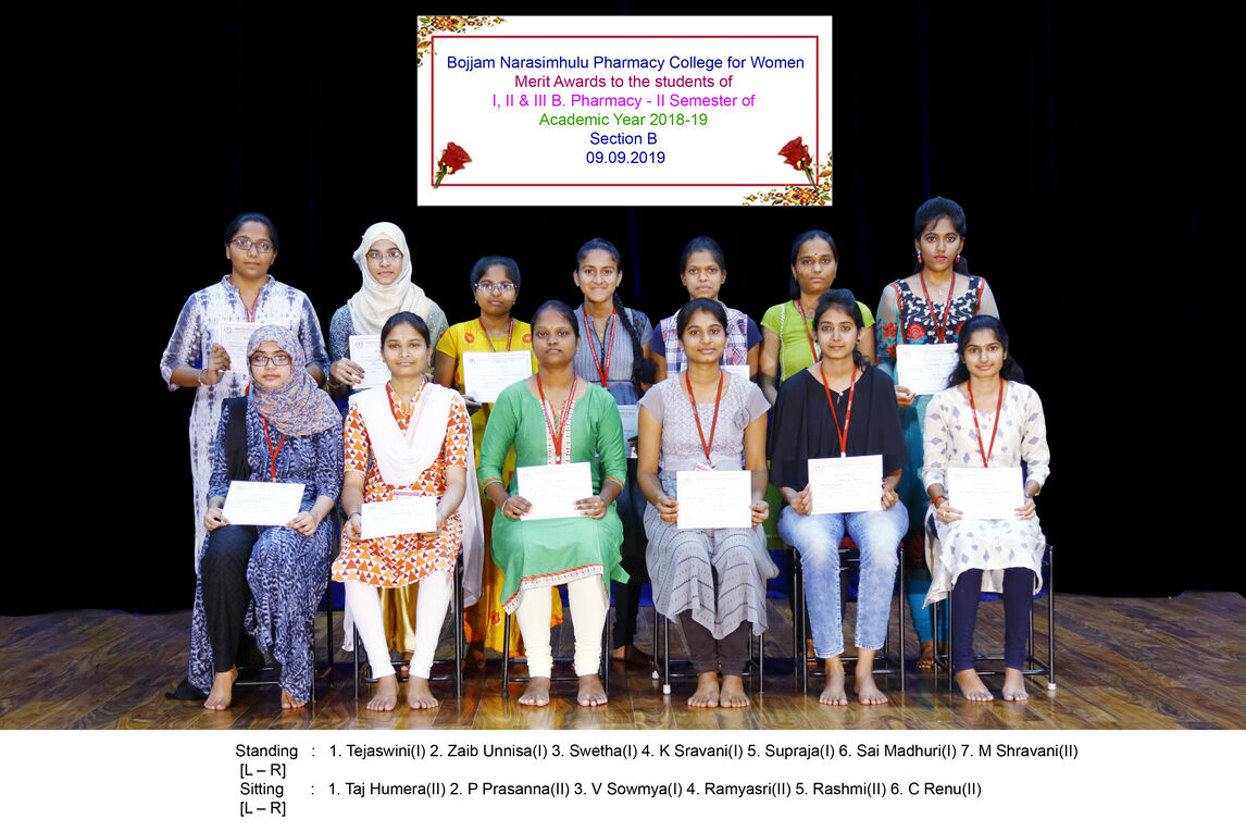 Merit awards to the students of I, II & III year II Semester for the Academic year 2018-19